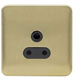 Schneider Electric Lisse Screwless Deco - Unswitched Single Power Socket, Round Pin, 5 A, GGBL3080BSB, Satin Brass with Black Insert