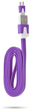 Noodle Universal USB/Micro USB Charger Cable for Huawei P Smart 2019 1 m with Syncronisation Connector Purple