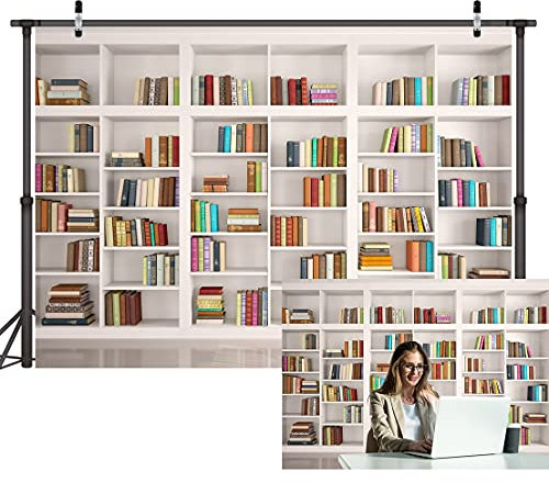 LYWYGG 7x5FT Bücherregal Hintergrund für Bibliothek, Büro und Videokonferenz - Vintage Party Hintergrund Mit Büchern CP-259 Mehrfarbig
