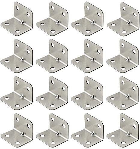 100 Pcs Stainless Steel Corner Bracket,L Shape Corner Brace/Heavy Duty Angle Brackets/Shelf Supports,90 Degree Right Angle Brackets,Right Angle Bracket Fastener,32 * 23.5mm