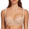 MELENECA Women's Balconette Bra with Padded Strap Half Cup Underwire Sexy Lace Beige 32E