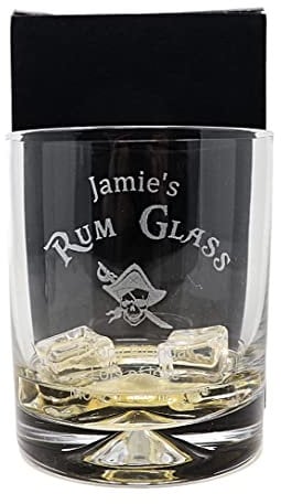 Regalo Personalised Engraved Dimple Glass Tumbler - Rum Design (Cardboard Gift Box)