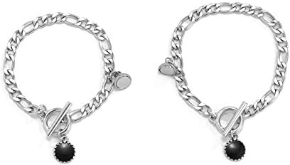 Sttiafay Magnetische Armbänder für Paare Personalisierte Edelstein-Charm-Armbänder OT-Schnalle Hip-Hop-Freundschaft passendes Armband für die beste Freundin