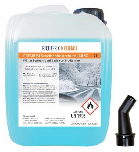 5 Liter Premium Scheibenfrostschutz -30°C Fertigmix Auto Scheibenwaschanlage Citrus Duft