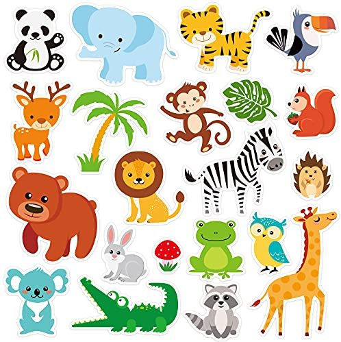 40 Stück Dschungeltier-Fensteraufkleber aus dickem Gel für Kinder, Kleinkinder und Erwachsene, Zuhause, Flugzeug, Klassenzimmer, Kindergarten, Winter-Zootiere, Partybedarf,