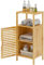 DlandHome Badschrank Badezimmerschrank Badregal Eckschrank 36 x 32.5 x 85 cm mit 1 Tür & 1 offene Ablage Für Wohnzimmer, Küche, Schlafzimmer, im Bambus