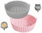 2pcs Air Fryer Silicone liner 7.8 inch/20cm Medium Reusable Airfryer Basket Non-Stick Replaces parchment paper compatible with Ninja Cosori Tower (Grey/Pink)