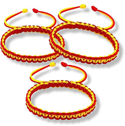 arana's Pulsera de hilo bandera de españa hombre y mujer | Hilo de nailon trenzado | Brazalete náutico con la bandera de España | Cordón macramé (3 Pulseras Bandera España)