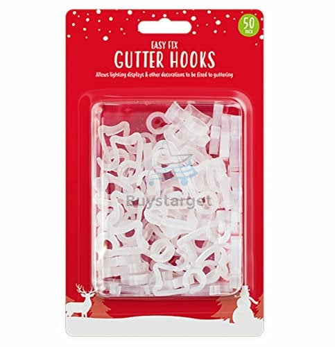 Buystarget Heavy Duty Outdoor Gutter Hooks Clips Christmas Icicle Fairy Lights LED Xmas (50)