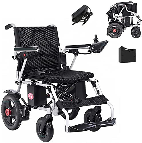 Kleiner Elektrischer Rollstuhl Elektrisch Faltbar Leicht Elektrorollstuhl, Faltbarer Rollstuhl mit Elektroantrieb, Elektrische Rollstühle für Drinnen und auf Reisen, 24V 13A Batterie, Stahl