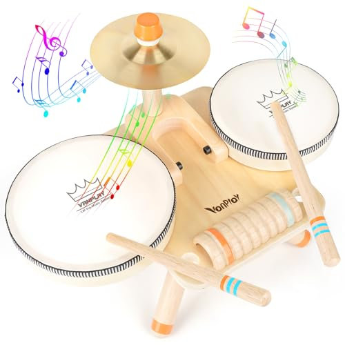 Spielzeug ab 3 Jahre Schlagzeug Trommel Kinder Holzspielzeug Baby Musikinstrumente Motorikspielzeug Geschenk 3 4 5 Jahre Junge Mädchen