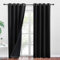 PONY DANCE Rideaux Occultant - Rideau Porte Anti Bruit Anti Froid Isolation Thermique Draperies à Oeillets Décoration Fenetre Doublés de Noir Décor Chambre, Noir, 140 x 220 cm, 2 Panneaux