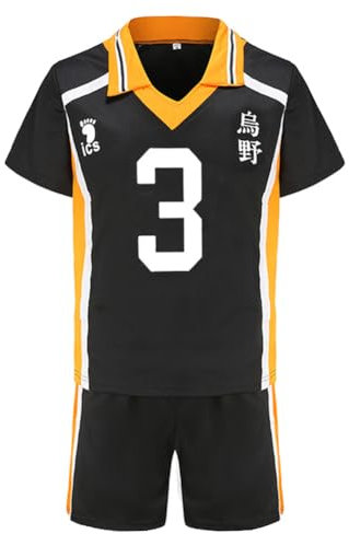 Lzrong Haikyuu Cosplay Karasuno weiterführende Schule Uniform Herren Volleyball Training Sportuniformen Kurze Ärmel Shorts Full Set