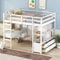 Hochbett 140 x 200 mit Bücherregal und Schreibtisch, Kinderbett mit 6 Schubladen, Bett mit Lattenrost und Stauraum, Funktionsbett Jugendbett mit Rausfallschutz,Bettgestell aus Holz,ohne Matratze,Weiß