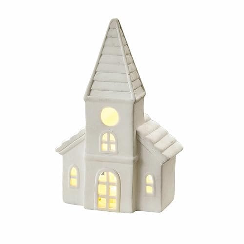 Loberon LED-Deko-Haus Melena, stimmungsvolle Beleuchtung, Wohn-Accessoire, Weihnachtsbeleuchtung, Weihnachtsdekoration, Weihnachten, Porzellan, weiß