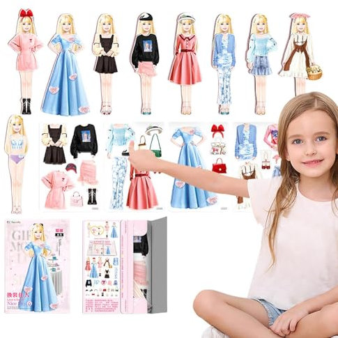 Shxupjn Magnetische Anziehpuppen, Prinzessinnen-Anziehpuppen aus Papier, Prinzessin Dress Up Magnetpuppenspiel, Papierpuppen-Rollenspielspielzeug für Kinder, Jungen, Mädchen, Teenager, Kleinkinder,