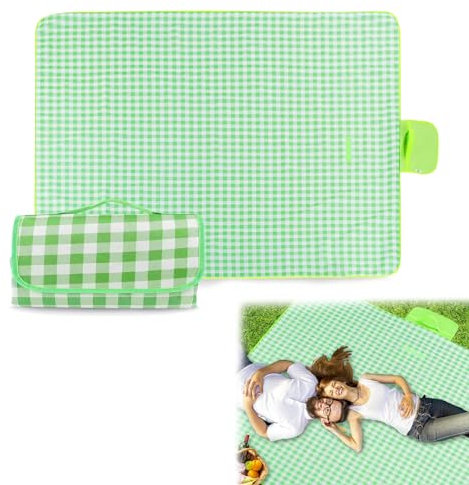 Picknickdecke, Campingdecke Wasserdicht 200 x 150/200 cm, Outdoor Teppich Wetterfest, Picnic Blanket mit Tragegriff Faltbare, Geeignet für 4-6 Personen im Park, Garten, Rasen (200 x 150 Grün)