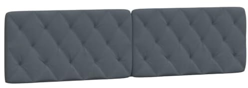 vidaXL Kissen für Kopfteil, Wandpolster Polsterpaneel Bettkopfteil, Rückenkissen Polsterkopfteil Wandkissen Schlafzimmer, Dunkelgrau 200cm Samt