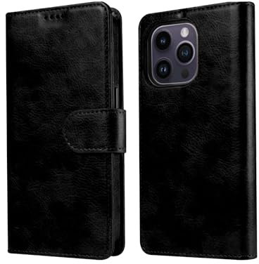 RadEnergy EMF Protection Anti Radiation iPhone Leather Flip Folio Case for i-Phone, Genuine Leather Wallet Case/Cover with Card Holder & Stand Function (Black, i-Phone 12 Pro Max)
