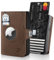 PURISTO KLIK Minimal AirTag Wallet mit Münzfach - Mini Kreditkartenetui und Geldbörse für Herren aus Echtleder - Kleines Portemonnaie mit RFID Schutz für 10-12 Karten - Braun Vintage