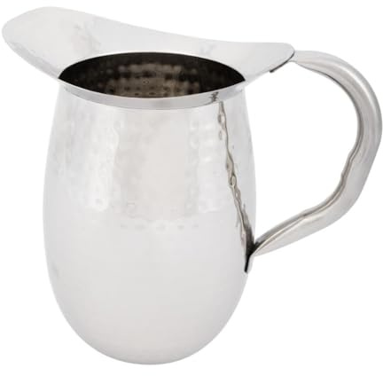 Olympia Stainless Steel Hammered Pitcher, 2Ltr | Elegant hammered finish hides wear while the sturdy handle and drip-free spout ensure controlled, mess-free pouring.