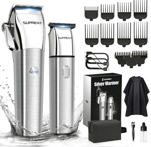 SUPRENT Haarschneidemaschine Profi- Haarschneider Herren Pflegesets Haartrimmer Barttrimmer Kabellos, IPX7 Wasserdicht Trimmer für Haar Bart