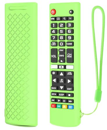 Funda Cubierta para Mando a Distancia para LG AKB75095307/AKB75375604/AKB74915305, Funda de Silicona para Mando a Distancia con cordón (Verde Luminoso)