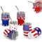 LSBIYUTEFO Mini Shot Glasses with Lids and Straws, 3 oz Stainless Steel Mini Tumblers for Army Veteran Gifts for Men, July 4th Independence Day Gifts for Drink Cocktail Bar Beach Party (6 Packs)
