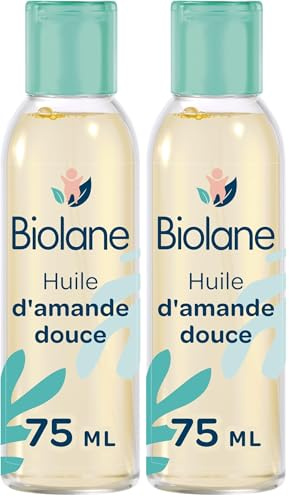 BIOLANE - Huile d'amande douce - Bébé - Hydrate et protège la peau - Vitamine E - Soin - Bain - Massage - 100% d'origine naturelle - Fabriqué en France (Lot de 2)