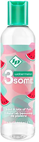 ID Lubricants 3some Flavored Sensual Massage – Watermelon Oral Delight & Warming Fun for Couples Pleasure - 4 fl oz 3in1 Sensual Massage Lube