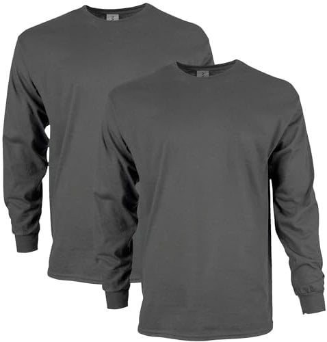 Gildan Unisex's Ultra Cotton Long Sleeve T-Shirt, Style G2400, Multipack, Charcoal (2-Pack), XL (Pack of 2)