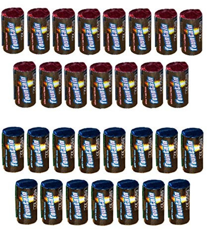 h2i Mini Vulkan | 30 St. | +/- 20 sek | Outdoor Leuchtfontäne mit Silber rot & blauem Funkenregen für Silvester, Halloween & Partys | Kinder & Jugendfeuerwerk | Ganzjahresfeuerwerk Kat 1