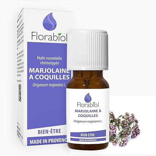 FLORABIOL | Huile Essentielle de Marjolaine avec Coquilles | Revitalisante, Énergisante et Apaisante | 100% Pure et Naturelle | Fabrication Française | 5ml