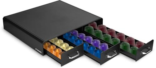 Navaris Kaffee Kapselhalter - 3 Schubladen 48 Kaffeekapseln - Kapsel aufbewahrung kompatibel mit Nespresso - Kapselhalter Art - Kapseln Halterung - Kaffeekapseln Aufbewahrung