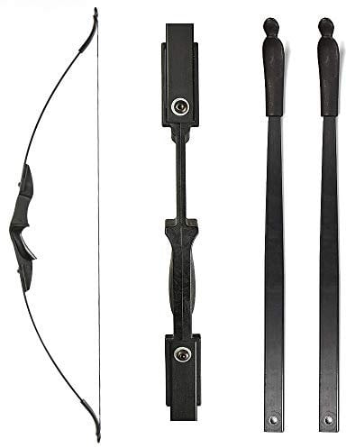 Huntingdoor 57 Pollice Takedown Recurve Bow con Doppio Arrow Pad per Destra e Sinistra Shooters, Tiro con l'arco Caccia Arco per Principianti Esercizi Target 20 30 40 libbre