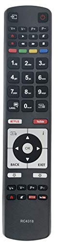 VINABTY RC4318 30100823 Ersatz Fernbedienung passend für Vestel Finlux Telefunken Edenwood 4K Ultra HD Fernseher mit Netflix YouTube Tasten