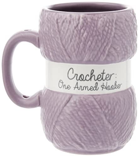 Boxer Gifts Tasse cadeau amusante au crochet – Un Hooker armé – Pelote de laine – Accessoires de crochet fantaisie pour crochets, violet