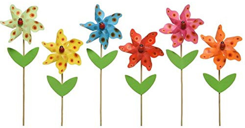 Dio kleines Windrad Windmühle auf Stab als Blümchen aus wetterfestem PVC Muster(12)