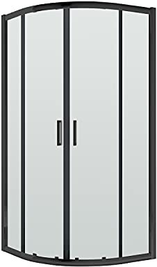 Nuie SQU9BP Rene Modern Bathroom 6mm Toughened Safety Glass Quadrant Reversible Easyfit Shower Enclosure with Sliding Doors, 900mm, Satin Black