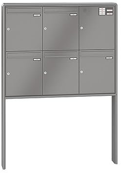 RENZ / RS2000 / 5er Freistehende Briefkastenanlage Standbriefkasten mit Sprechfeld/RAL-Farbe 9007 Volumen 23 L/zum Einbetonieren/Dein-Briefkasten.de