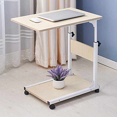 Futchoy Beistelltisch Sofatisch mit Rollen - Kaffeetisch Betttisch Laptoptisch Nachttisch Couchtisch Laptoptisch in C-Form für Wohnzimmer, Schlafzimmer (Weiß)