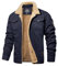 MAGCOMSEN Veste d'hiver en polaire pour homme - Veste d'aviateur militaire - Coupe-vent - Col montant - Veste doublée chaude avec 5 poches, bleu foncé, S