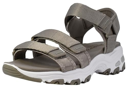 Skechers Women's D'Lites-Fresh Catch Wedge Sandal, Taupe, 8 UK