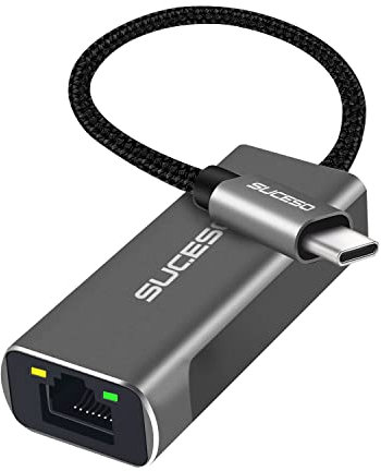 SUCESO USB C to 2.5G Ethernet Adapter Type C/Thunderbolt 3 to RJ45 2.5 Gigabit LAN Type C to 2.5 Gbps Network Adapter Compatible with MacBook Pro/Air, iPad Pro, Surface, Dell XP15 13, Windows etc