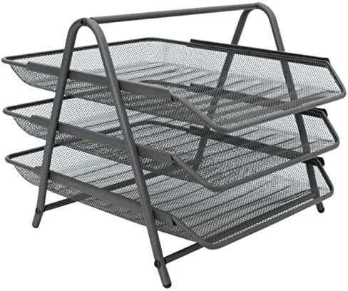 Raylu Paper® - Bandeja para Cartas y Documentos, Organizador de Escritorio, 3 bandejas metálicas de fácil Acceso (Triple Bandeja, Grafito)