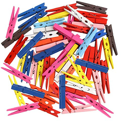 KIMOBER Mollette in legno da 7,1 cm, grandi, colori misti, per appendere foto, lavori con la carta, 50 pezzi