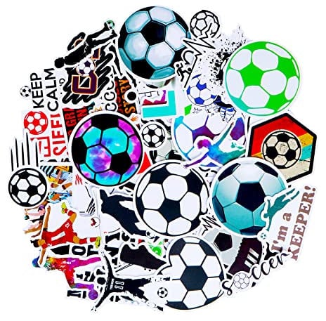 cobee Fußball Aufkleber, 50 Stück Sport Fußball Aufkleber Wasserdicht Wasserflaschen Fußball Vinyl-Aufkleber Fußball Geschenke für Teenager ästhetisch trendiger Aufkleber für Scrapbooking Laptop