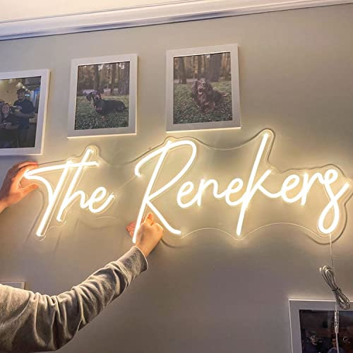 Personalisiert LED Leuchtschilder, Benutzerdefinierte Neonschilder für Wanddekoration Bar Schlafzimmer Hochzeit Geburtstag Party Heim Salon Lichtzeichen(Optionaler Größen 40-140cm,1 Zeilen Text)