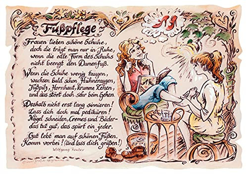 Die Staffelei Geschenk Fußpflege/Witziges Gedicht mit liebevoller Zeichnung auf hochwertigem Papier/besondere Geschenkidee für die Fußpflegerin