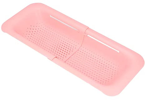 Panier passoire Passoire de vidange au-dessus de l'évier Passoire Panier passoire Design télescopique Passoire de cuisine Anti-dérapant Passoire à fruits pour évier de cuisine(Rose)